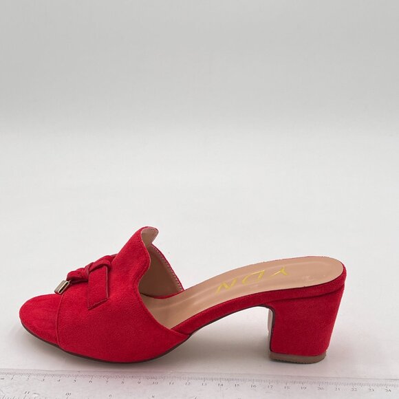 YDN Women Summer Open Toe Stacked Low Heel Sandals Faux Suede Slide - Picture 3 of 6